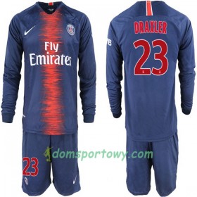 Koszulka Paris Saint-Germain Draxler 23 Dziecięcy Domowe Koszulki Piłkarskie 2018-2019 Długi Rękaw